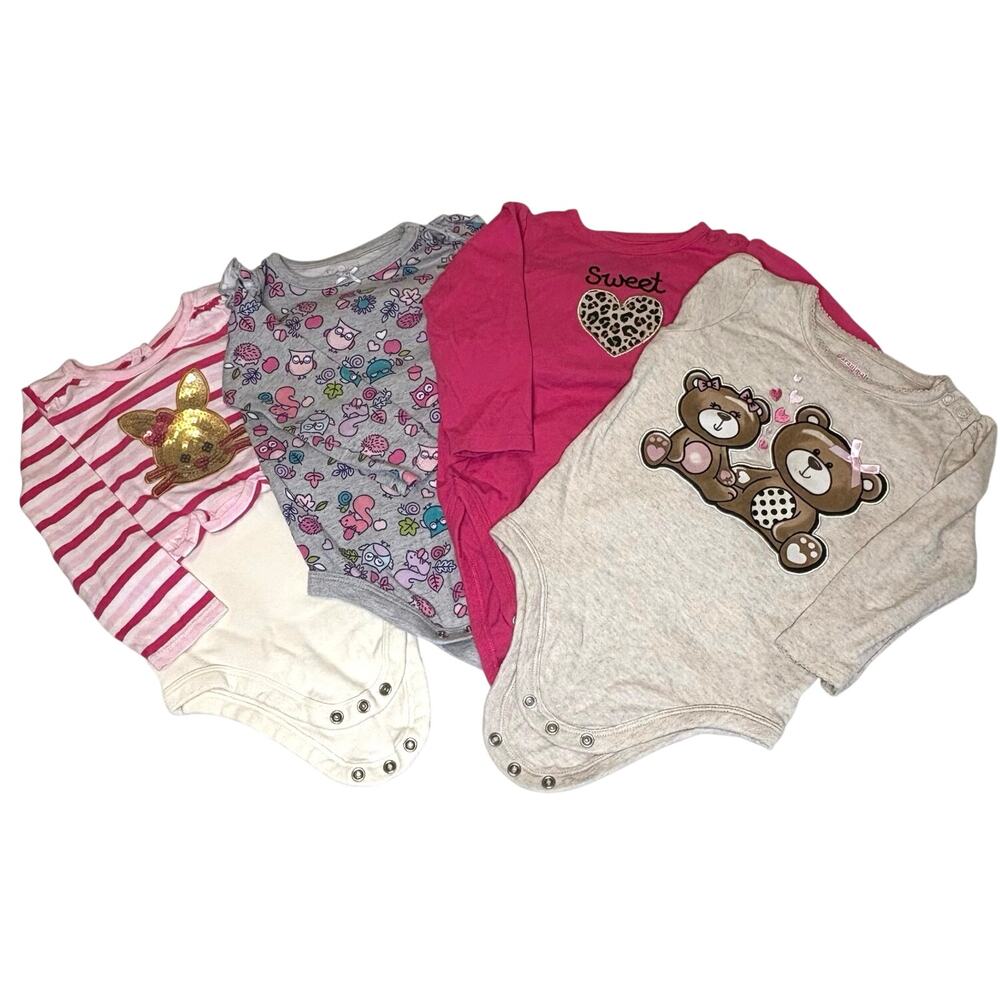 Baby Girl 18M Long Sleeve Bodysuit Bundle - 4 pieces